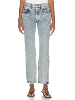 ANINE BING - Rigid Denim Women High-Waist Straight-Leg Jeans Blue