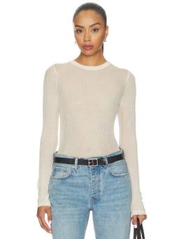 ANINE BING - Tiana Women's Semi-Sheer Lightweight Knit Pullover Sweater Off White