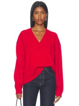 ANINE BING - Lee Women's Cashmere V-Neck Pullover Sweater Red