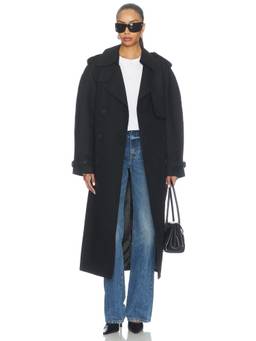 ANINE BING - Pascale Women's Double-Breasted Belted Maxi Trench Coat Black