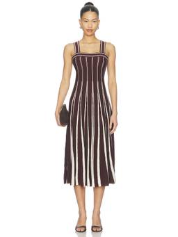 ASTR the Label - Marlen Women's Striped Knit Midi Dress Maroon