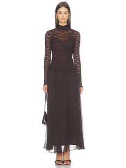 ASTR the Label - Camila Women's Lace High Neck Full Sleeve Maxi Dress Black