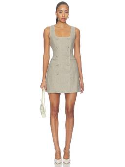 ASTR the Label - Luna Women's Tweed Sleeveless Square Neck Mini Dress Beige