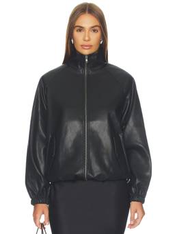 ASTR the Label - Shayna Women's Faux Leather Zippered Bomber Jacket Black