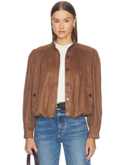 ASTR the Label - Estero Women's Faux Suede Button Front Jacket Brown