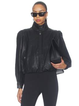 ASTR the Label - Estero Women's Faux Leather Bubble Hem Jacket Black