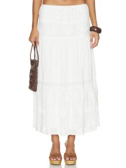 ASTR the Label - Gwyn Women's Tie-Up Embroidered Midi Skirt White