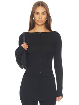 ASTR the Label - Holly Women's Cinched Waist Button-Down Jersey Top Black