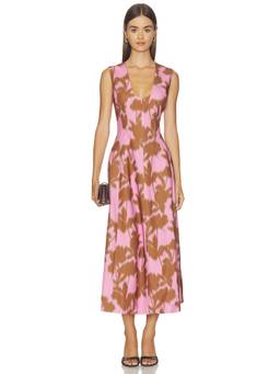 Amir Taghi - Landen Women's Sleeveless Boned Bodice Midi Dress Pink