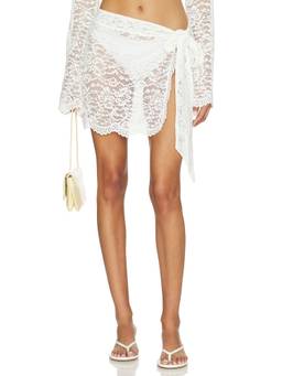 Away That Day - X Gigi & Olive Women's Sheer Lace Wrap Mini Skirt White