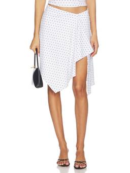 Amelie Teje - Bobbi Women's Polka Dot Asymmetric Mini Skirt White