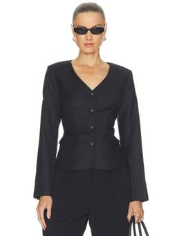 Anna Quan - Alvar Women's Tailored Padded Shoulder Blazer Jacket Black