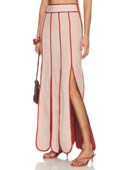 AZULU - Cetina Women's High Waist Side Slit Maxi Skirt Orange