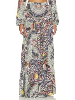 Alexis - Nara Women's Printed Tiered Maxi Skirt Multi-Color