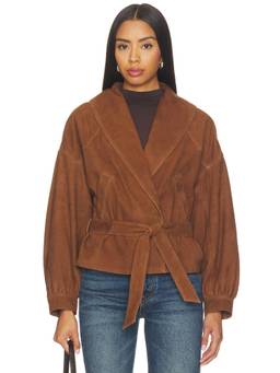 ba&sh - Manon Women's Suede Tie-Up Leather Jacket Brown