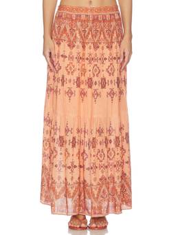 ba&sh - Zaya Women's Metallic Thread Printed Maxi Skirt Orange