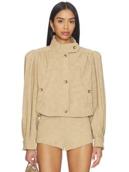 Bardot - Leon Women's Faux Suede Button Front Jacket Beige