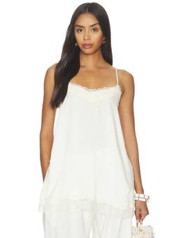 Bardot - Celina Women's Satin Lace Trim Longline Cami Top White