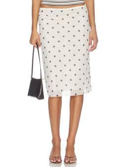 Baum und Pferdgarten - Jessika Women's Polka Dot Mesh Midi Skirt White