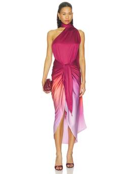 Baobab - Lora Women's Satin Scarf Detail Wrap Maxi Dress Multi-Color