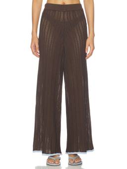 Baobab - Clarissa Women's Elastic Waist Wide-Leg Palazzo Pants Brown