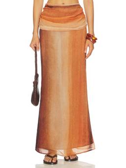 Baobab - Sumaq Women's Ruched Waist Maxi Skirt Brown