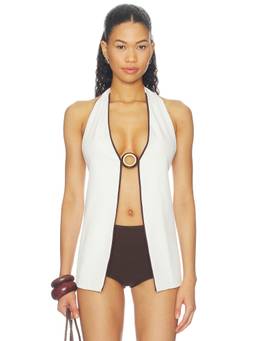 Baobab - Women's Halter Neck Open Front Vest White