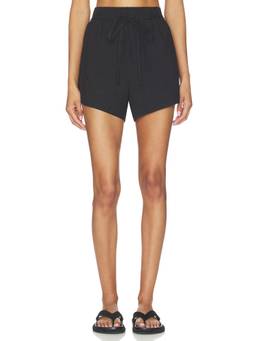Bondi Born - Kyoto Women's Elastic Waist Belted Poplin Shorts Black