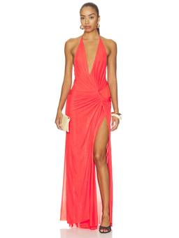 Bec + Bridge - Xanthi Women's Halter V-Neck Twist Detail Maxi Dress Red