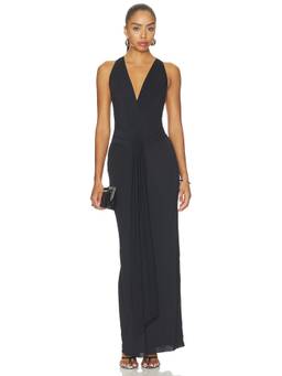 Bec + Bridge - Thalia V Women's Draped Tie Cut-Out Maxi Dress Black
