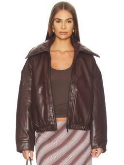 Bec + Bridge - Dena Women's Oversized Faux Leather Jacket Brown
