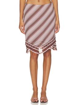 Bec + Bridge - Evely Women's Striped Scarf Hem Midi Skirt Mauve