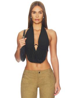 Bec + Bridge - Henley Drape Women's Halter Backless Crop Top Black
