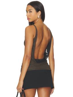 Bec + Bridge - Alyna Women's Backless Ruched Mesh Top Brown