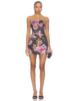 HEMANT AND NANDITA - Brocade Women's Strapless Floral Bodycon Mini Dress Multi-Color
