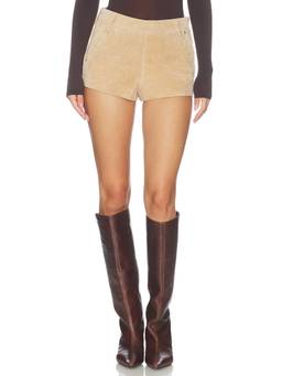 BLANKNYC - Suede Women's Mid-Waist Slant Pocket Shorts Beige