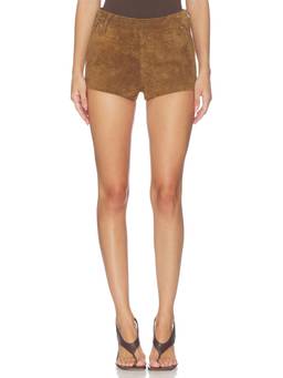 BLANKNYC - Women's High-Waist Suede Leather Shorts Brown