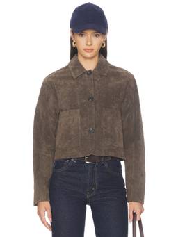 BLANKNYC - Suede Women's Button-Front Leather Jacket Brown