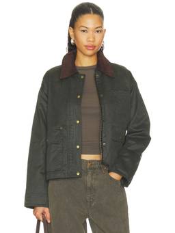 BLANKNYC - Coated Women's Zippered Utility Canvas Jacket Olive
