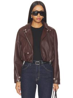 BLANKNYC - Women's Faux Leather Zippered Moto Jacket Brown