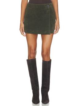 BLANKNYC - Spicy Herbs Women's Suede Wrap Mini Skirt Green