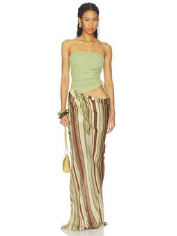 Benni - Roscoe Women's Strapless Side-Tie Maxi Dress Multi-Color