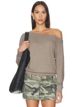 Bobi by Revolve - Women's Off-Shoulder Relaxed Fit Jersey Top Grey