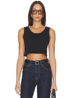 BARELOOM - Oasis Women's Supima Cotton Sleeveless Crop Tank Top Black
