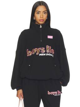 Boys Lie - Caitlyn Coded V3 Women's Quarter-Zip Waffle Knit Sweatshirt Black
