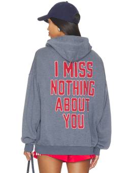 Boys Lie - I Miss Nothing Women's Zip-Up Embroidered Hoodie Blue