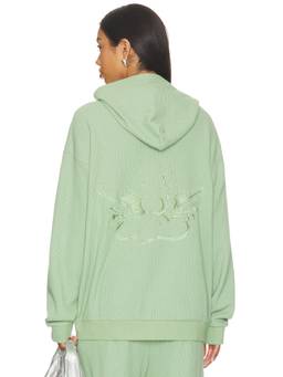 Boys Lie - Olive You Women's Waffle Knit Zippered Hooded Zip-Up Hoodie Olive