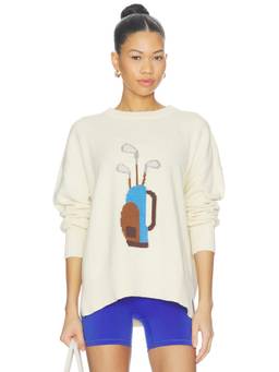 BEACH RIOT - Callie Women's Intarsia Knit Ribbed Trim Pullover Sweater Off White