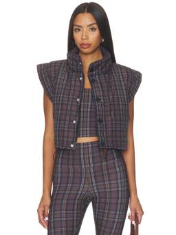 BEACH RIOT - Canyon Women's Padded Zip Front Puffer Vest Brown