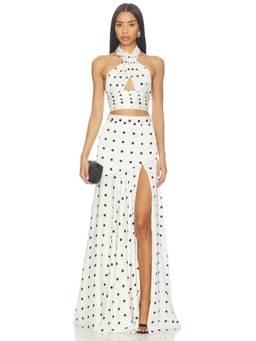 Bronx and Banco - Cleopatra Women's Polka Dot Halter Neck Skirt Set White